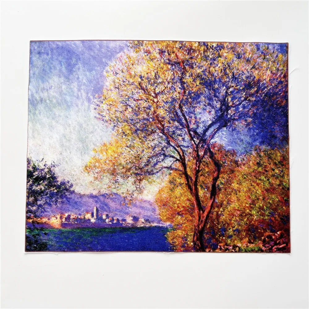 toile d'art impressionniste multicolore peinture l'huile décoration murale coton résistance abrasion 20x25cm