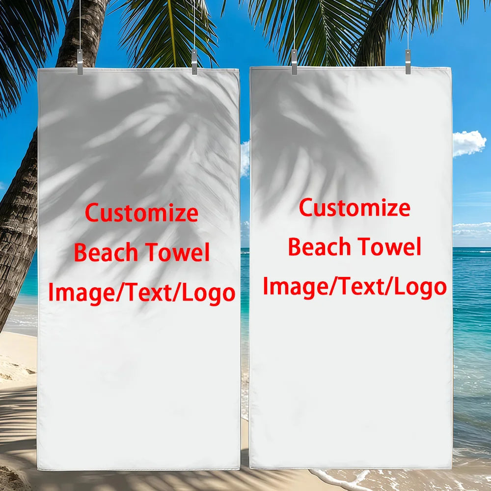 serviette plage personnalisable microfibre blanche moderne clips absorption rapide toilette
