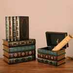 boîtes rangement vintage ornements livre décorative réutilisables ornement doré motifs géométriques