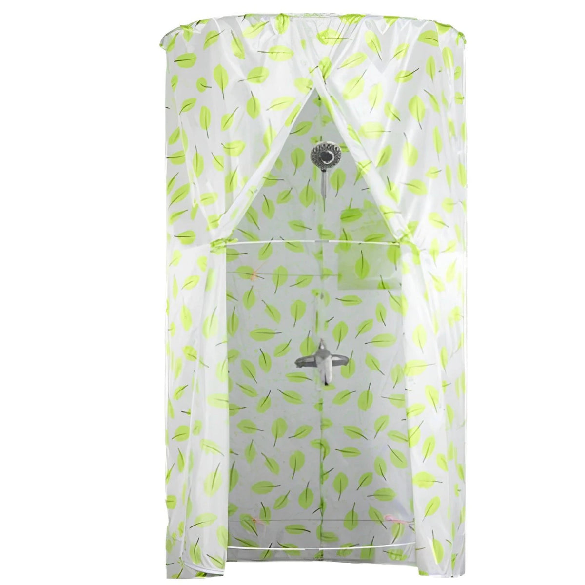 rideau extérieur tente cabine dôme bleu blanc motifs feuilles imperméable polyester cloison semi transparent
