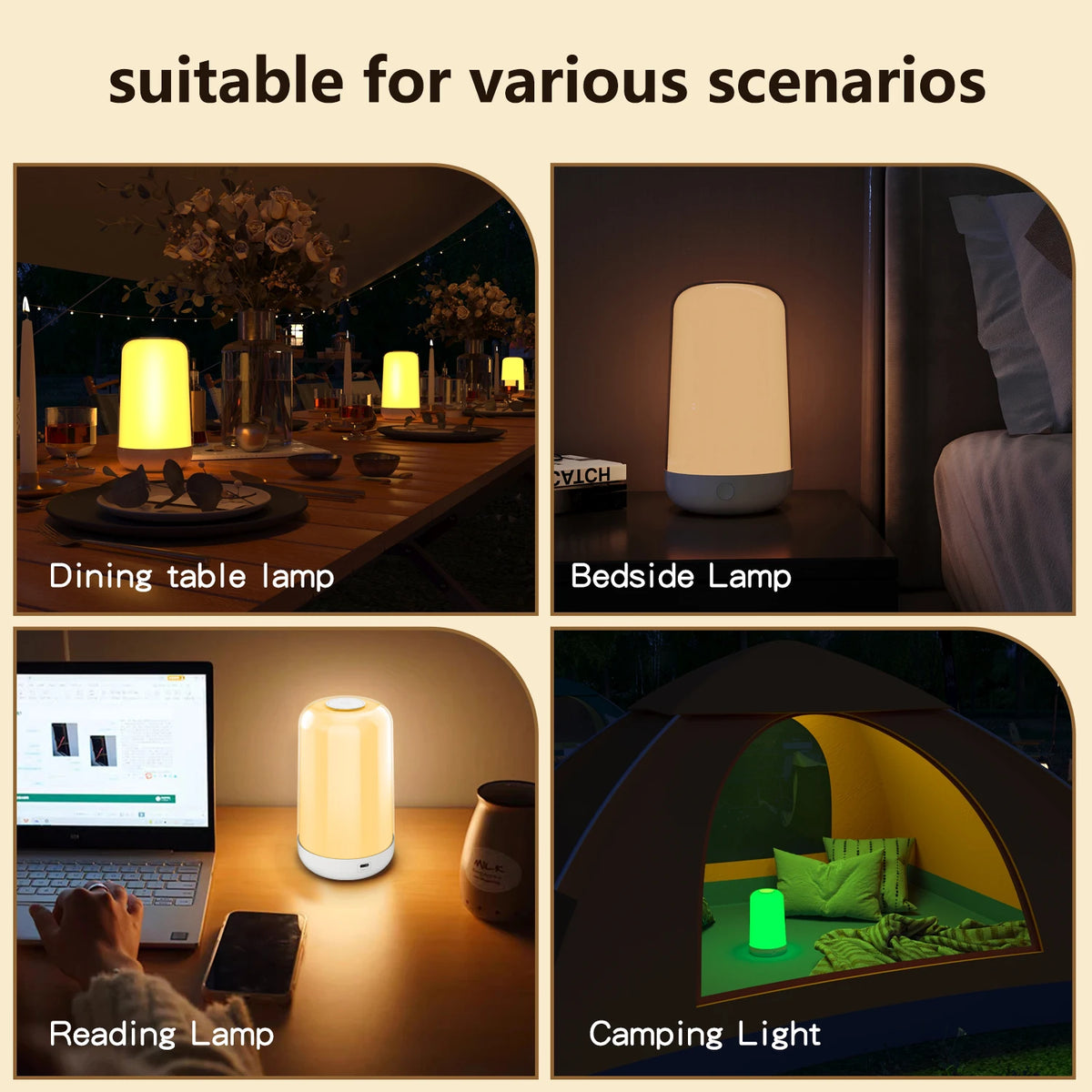 lampe table led tactile rgb cct moderne blanc gris rechargeable 3600mah