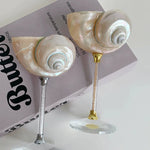coquillage pied verre couleur dorée élégant moderne brillant accueil décoration ornement cadeau