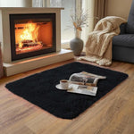 tapis noir peluche épaisse moderne résistant décoloration usage intérieur extérieur doux confortable sans peluches
