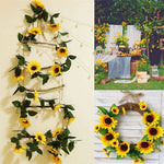 guirlande fleurs tournesol artificielles jaune vert feuilles mariage extérieur décoration maison festive anniversaire babyshower