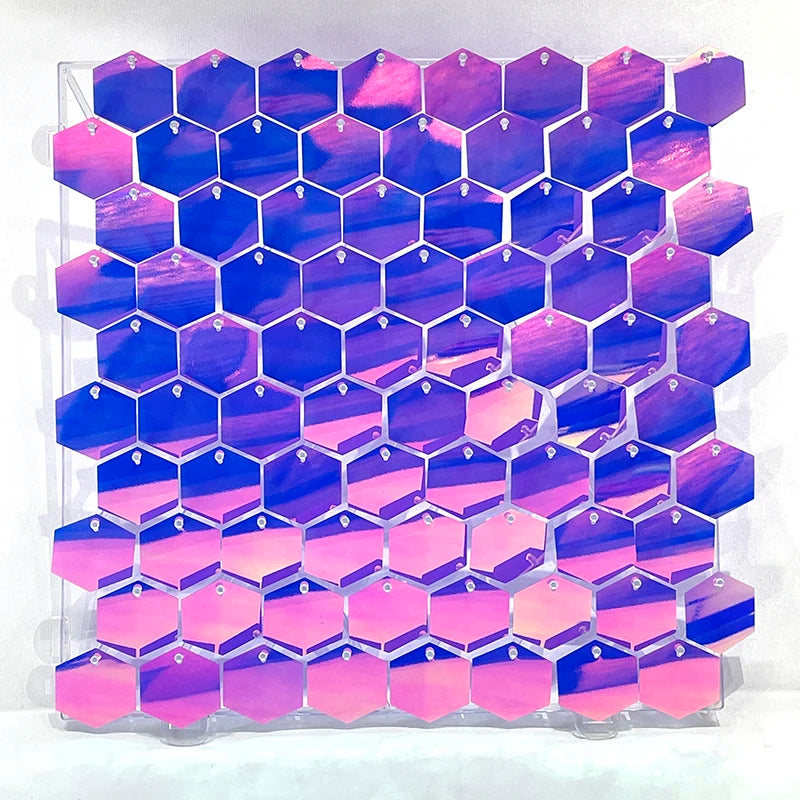 panneau décoration murale hexagonal sequins brillant fond fête mariage anniversaire baby shower décor moderne