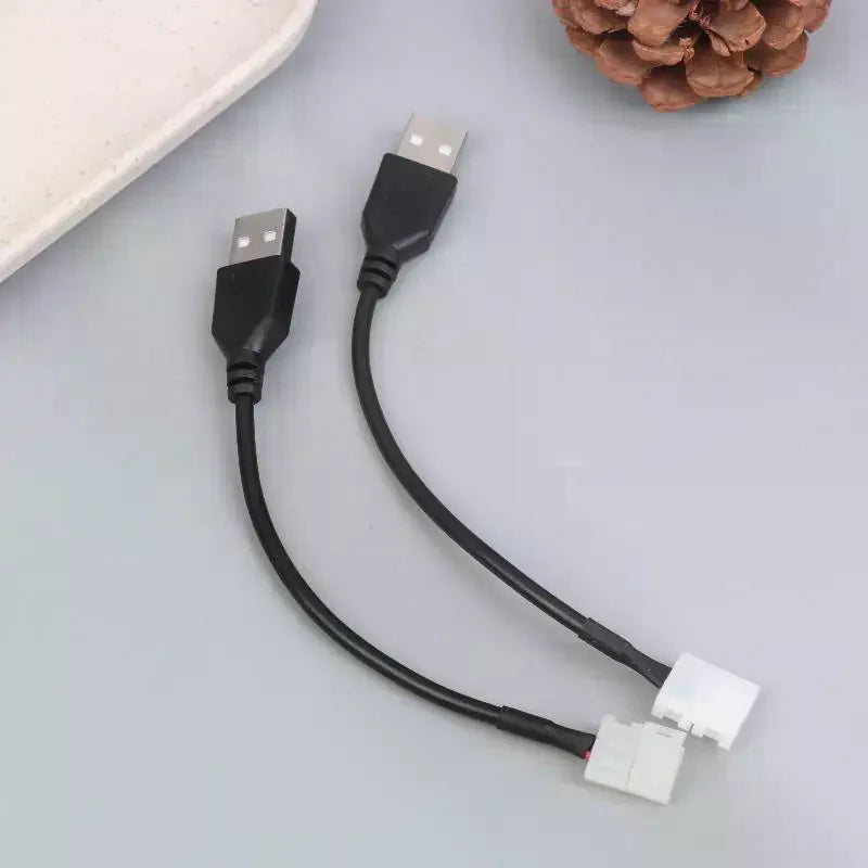 câble usb connecteur led noir plat moderne sans soudure 8mm 10mm 10 pièces