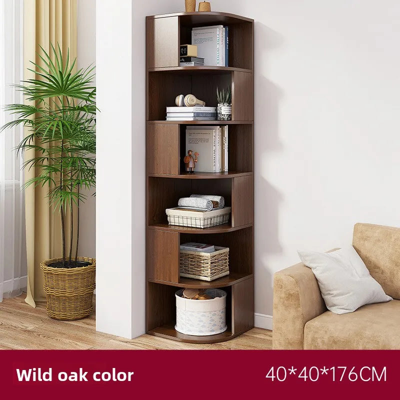 étagère d'angle bois chêne clair moderne adhésive multi fonction rangement livres objets décoration 150cm
