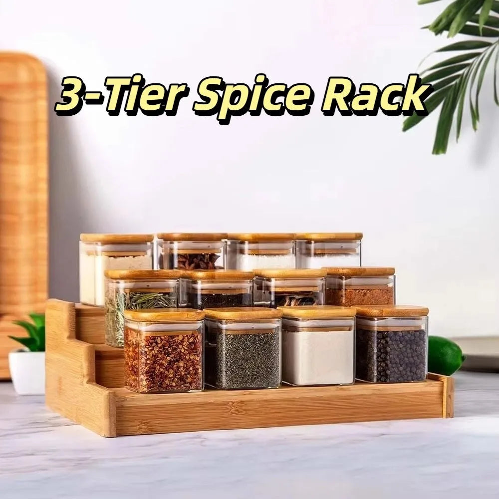 présentoir étagère bois épices moderne pots naturels organisation cuisine durable multifonctionnelle