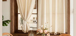 rideau classique rayures fines beige clair opacité franges fenêtre polyester
