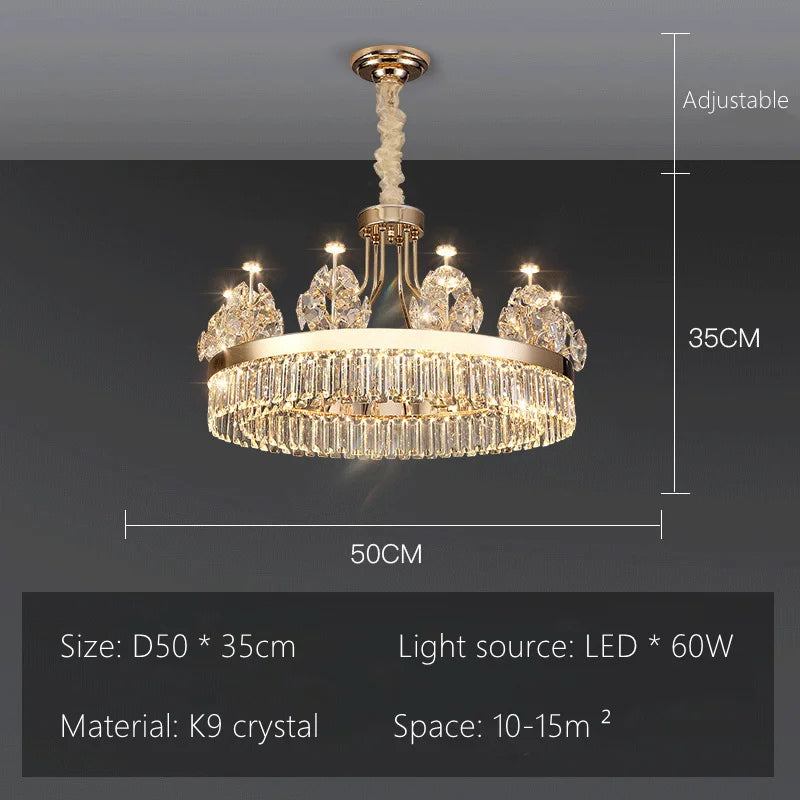 lustre suspendu cristal brillant doré élégant salon chambre 2000 82000 lumens 90 260V
