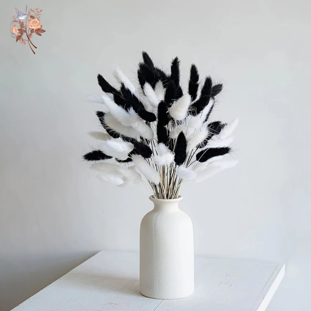 plumes artificielles blanches noires décoration intérieure anniversaire fête boho moderne minimaliste 70 tiges
