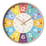 horloge murale moderne dessins animés couleurs vives chiffres romains sans tic tac enfants décoration