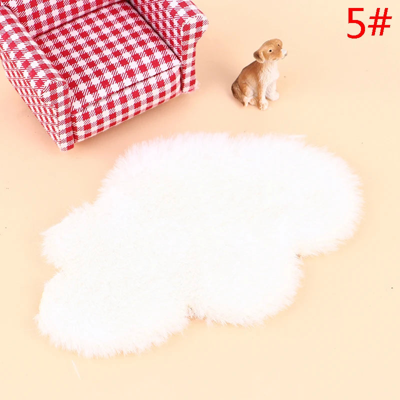 tapis blanc pelucheux doux moderne décoration intérieure maison poupée chambre salon