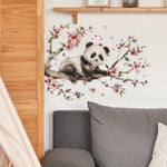sticker mural panda fleurs illustration auto adhésif résistant eau chambre enfant décoration maison