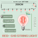 guirlande lumineuse led rouge sphères translucides moderne 10m 15m 20m