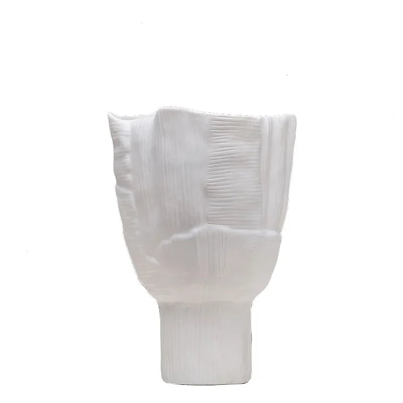 vases decoratifs resine blanc modernes texturés dimensions grandes petites