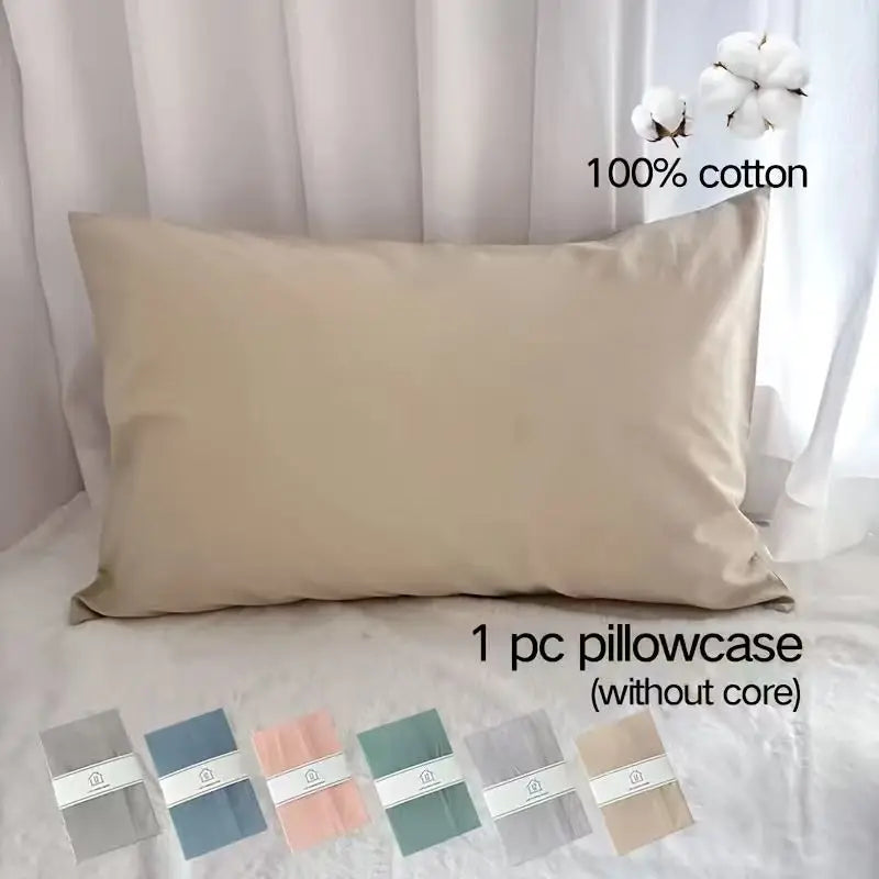 protège oreiller coton uni moderne housse protection lit bleu rose gris 50x80cm