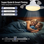 ventilateur blanc moderne led cristaux transparent télécommande chambre salle manger