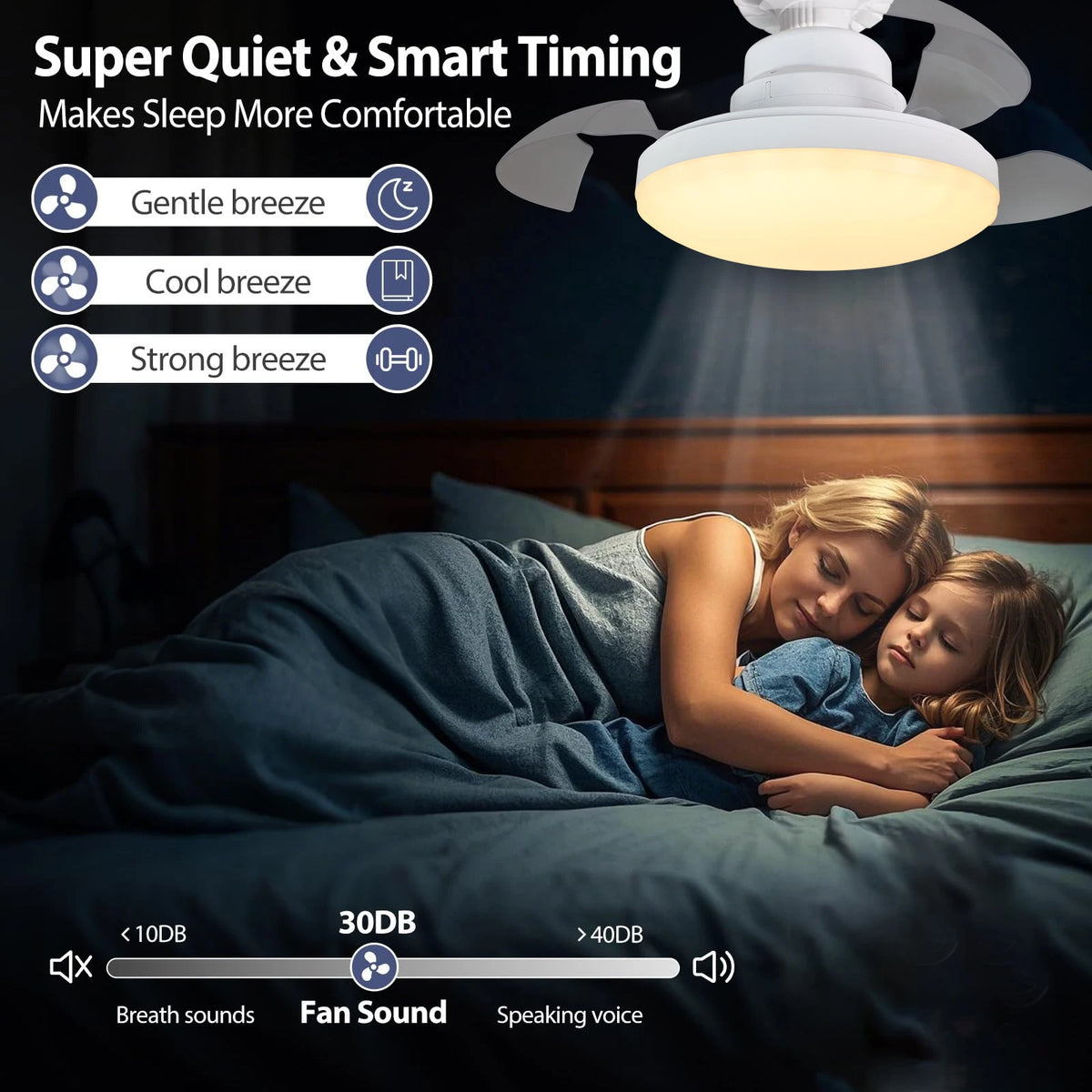 ventilateur blanc moderne led cristaux transparent télécommande chambre salle manger