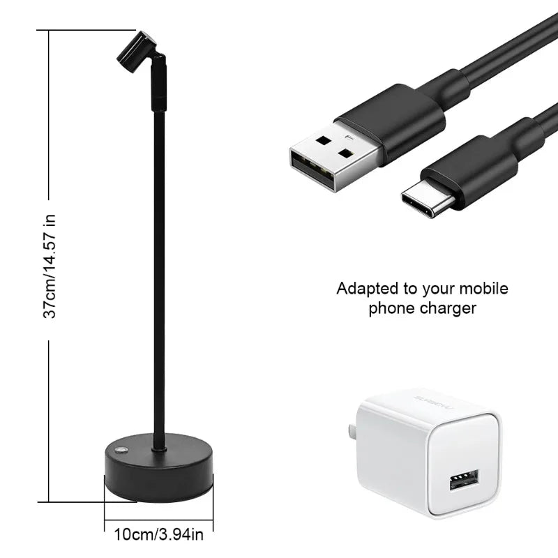 lampe table led rechargeable tactile noire moderne chambre restaurant