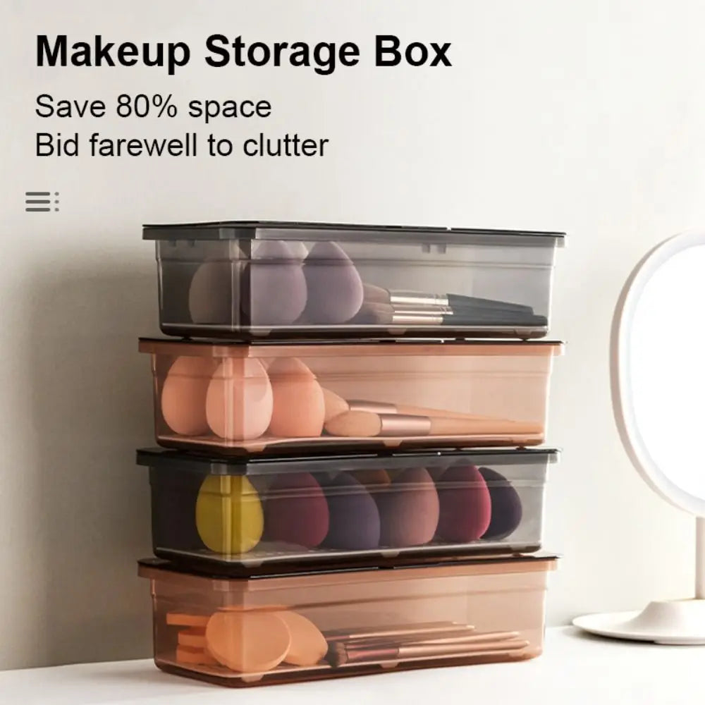 boîte rangement maquillage transparente moderne pinceaux maquillage tampons cosmétiques organisation pratique