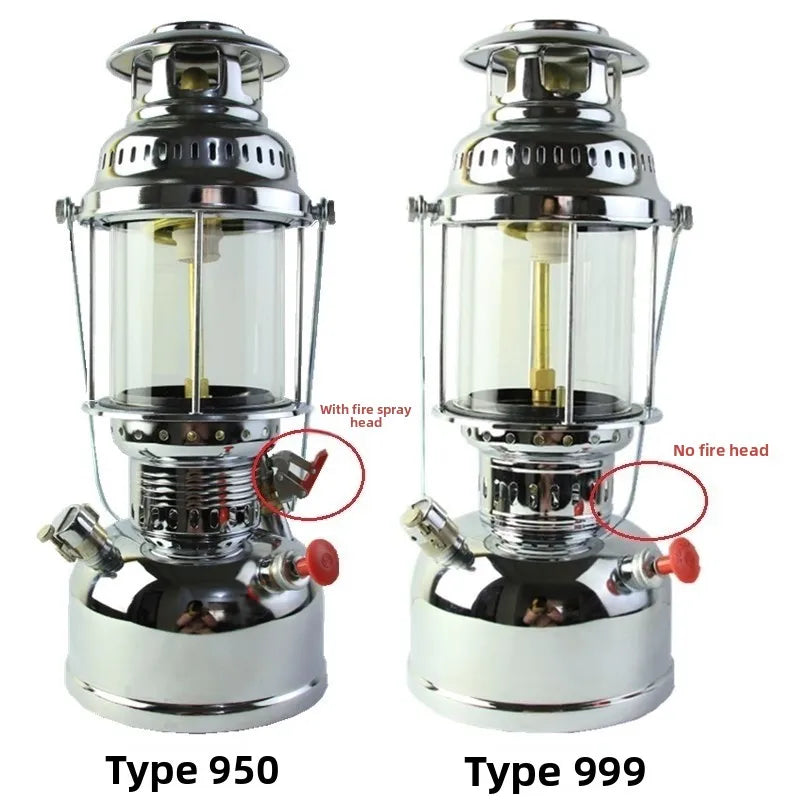 lampe essence portable camping extérieur pêche incandescente verre transparent classique argenté outils plein air
