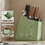 rangement couteaux moderne couleur beige vert rouge organise ustensiles cuisine spatules fourchette cuillère
