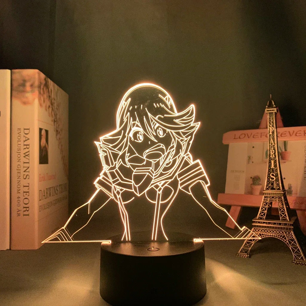 lampe led 3d personnage animé bleu blanc rouge base noire moderne contour linéaire