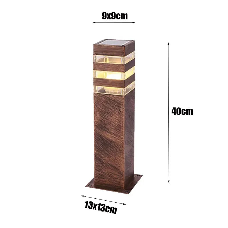 lampe solaire moderne imperméable noir marron clair texture bois transparente fixée aluminium ip55 ledextérieur