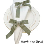 anneaux serviette forme nœud papillon blanc vert rouge bleu satin velours adhésif classique élégant
