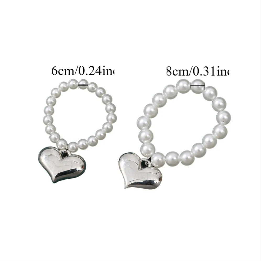 bracelets blanches argent pendentif cœur classique vintage poupées accessoires filles adolescents