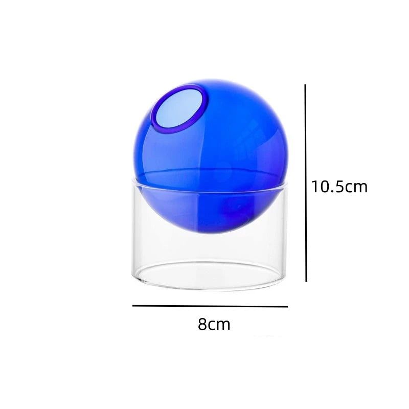 vase verre transparent moderne minimaliste bleu vert rose sphérique tableDecoration floral artificiels