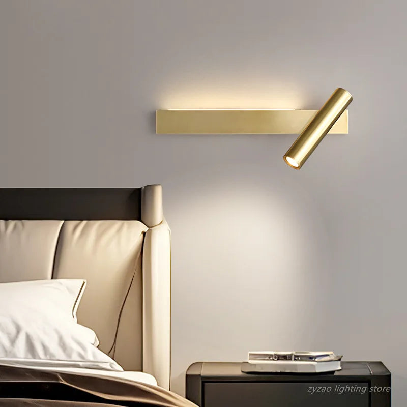 lampe murale moderne or bras articulé barre lumineuse horizontale led chambre coucher salle manger