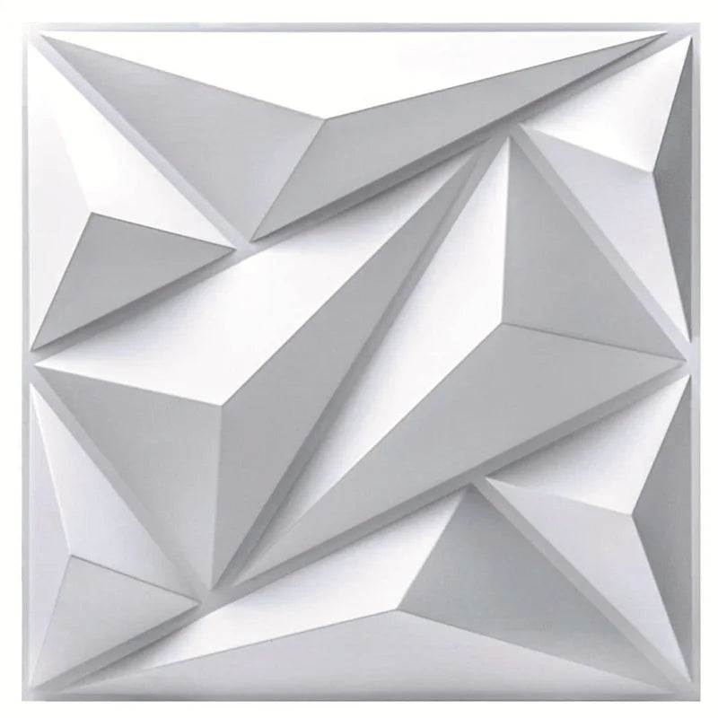 décoration murale panneau 3d blanc triangles géométriques moderne imperméable résistant humidité 30x30cm