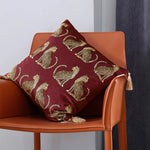 coussin imprimé léopard doré moderne adhésif tassel velours polyester carré decoration 45x45cm 30x50cm
