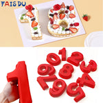 moules silicone chiffres rouges modernes outils pâtisserie fondant chocolat gâteau décoration cake