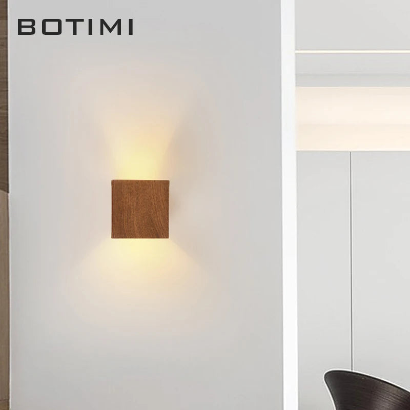 lampe murale moderne bois naturel marron clair éclairage quotidien chambre entrée étude interrupteur bouton