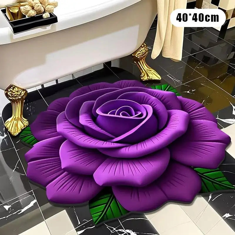 tapis fleur relief violet bleu rouge moderne velours cristallin doux salon durable