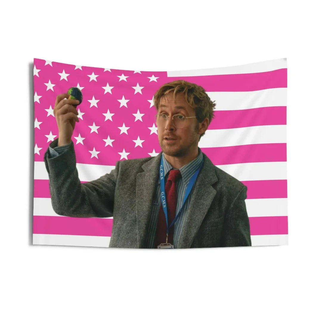 tapisserie murale motif drapeau américain rose étoiles blanches moderne polyestère lavable machine