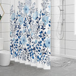 rideau douche peva fleurs stylisées blanc bleu moderne opacité 120cm 150cm 180cm 200cm 240cm