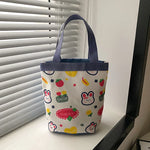 sac main tissu poignées détachables motif dessins animés blanc moderne opacité portable