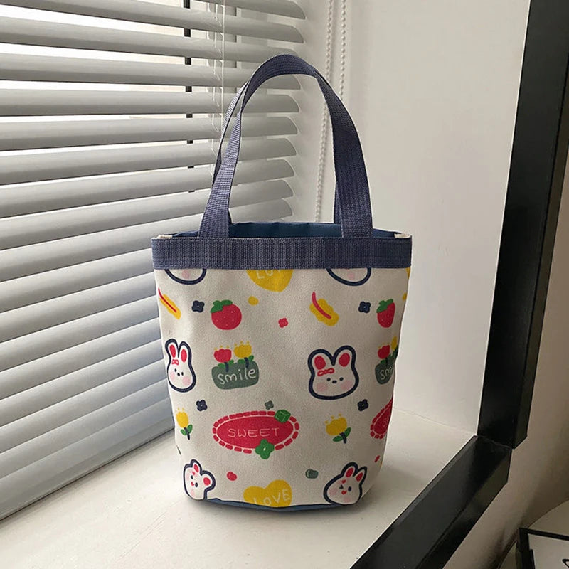 sac main tissu poignées détachables motif dessins animés blanc moderne opacité portable