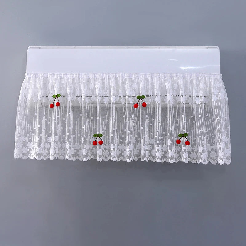 couverture climatiseur moderne dentelle brodée fleurs blanc translucide anti poussière chambre coucher