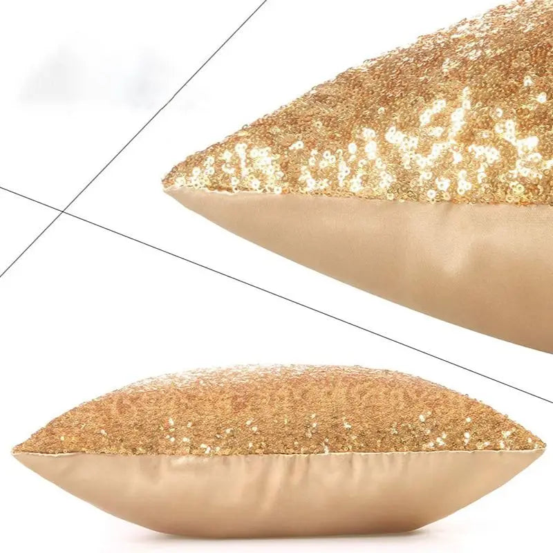 housses coussin paillettes or modernes adhésives polyester 40x40cm decoration maison festive