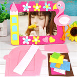 cadres photo animaux fleurs créatifs enfants rose marron bleu blanc autocollant adhésif découpage guide