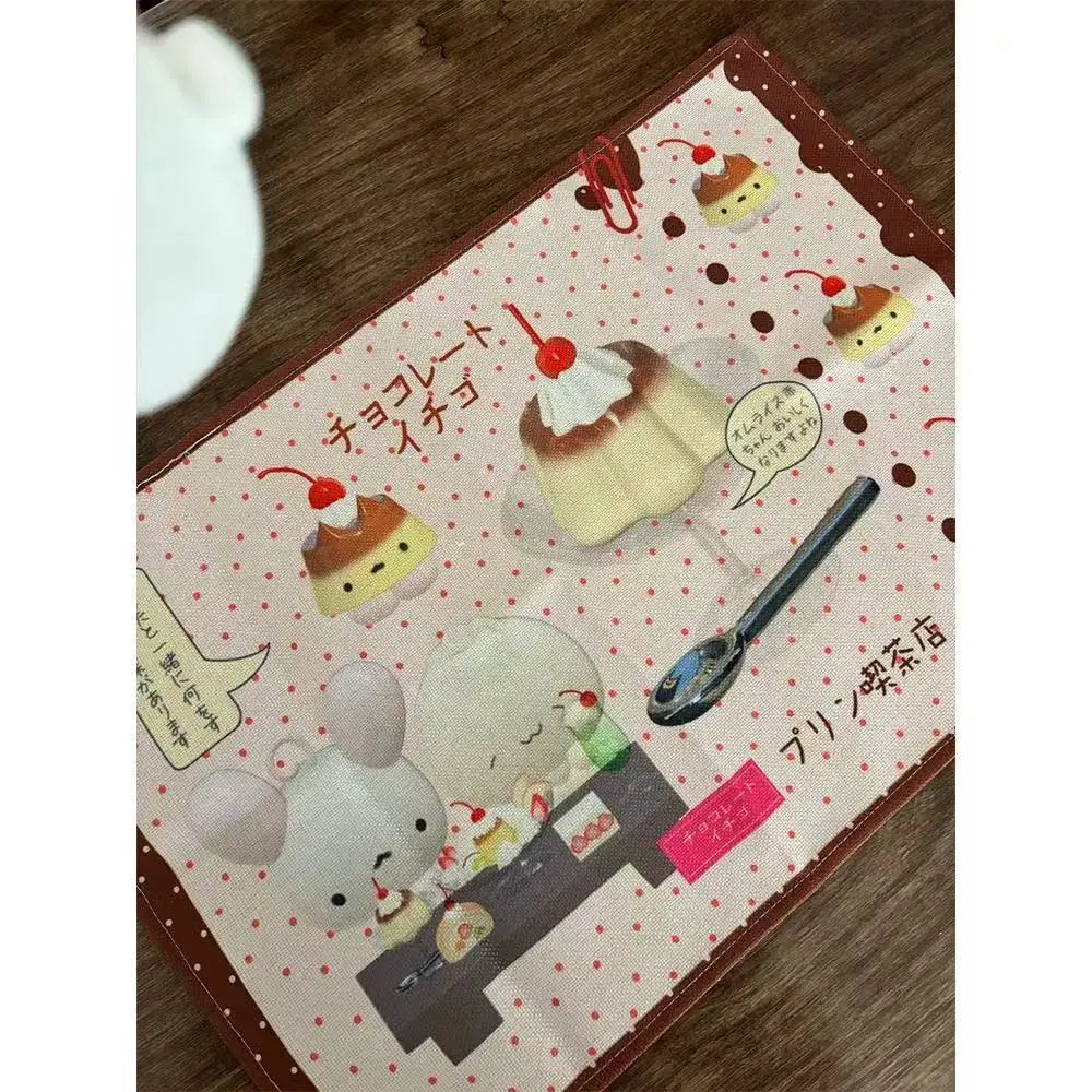 tapis table dessin animé kawaii noël mignon dessert clips beige rouge marron coton polyester