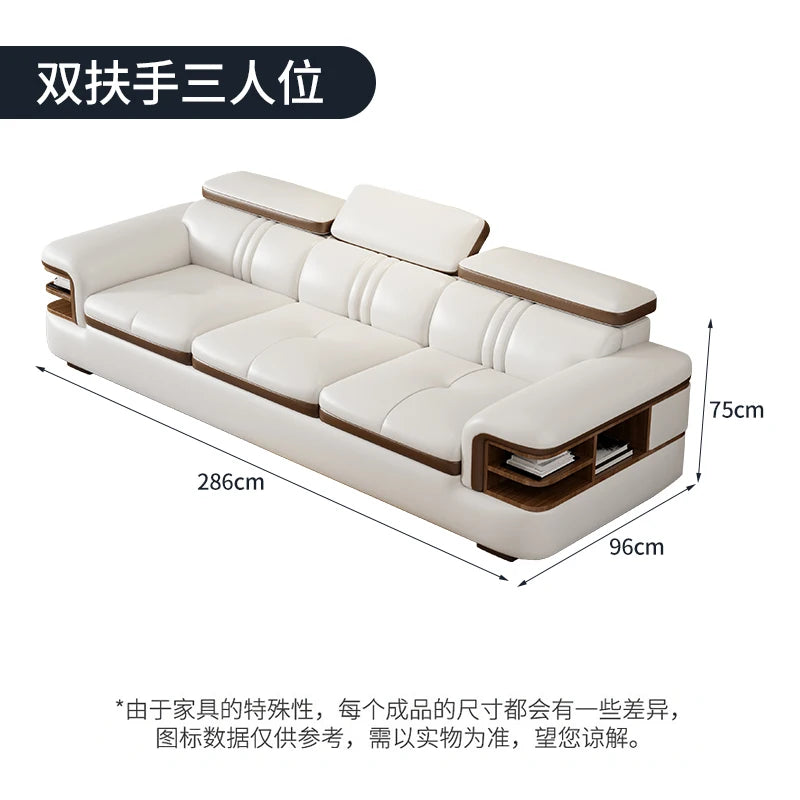 canapé d'angle moderne cuir blanc marron scandinave minimaliste