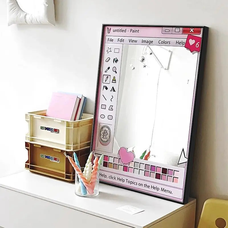 miroir decoratif retro cadre paint icone graphique opalescent stickers chambre coucher
