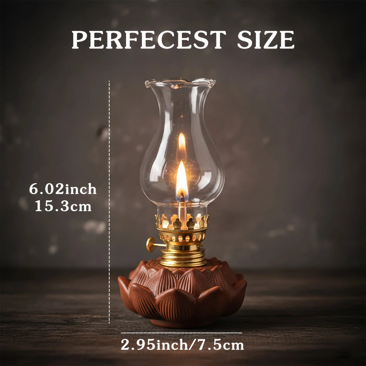 lampe huile vintage céramique lotus transparente dorée intérieur extérieur camping décoration maison résistante rouille