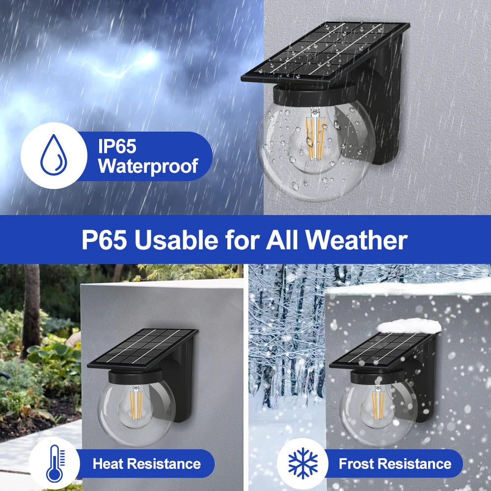 applique murale solaire ip65 led noire contemporaine panneau solaire blanc translucent jardinextérieur